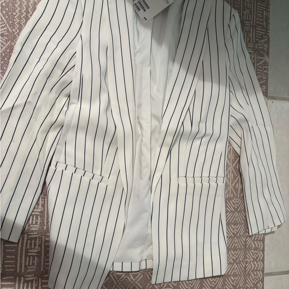 H&M White Striped Women's Blazer